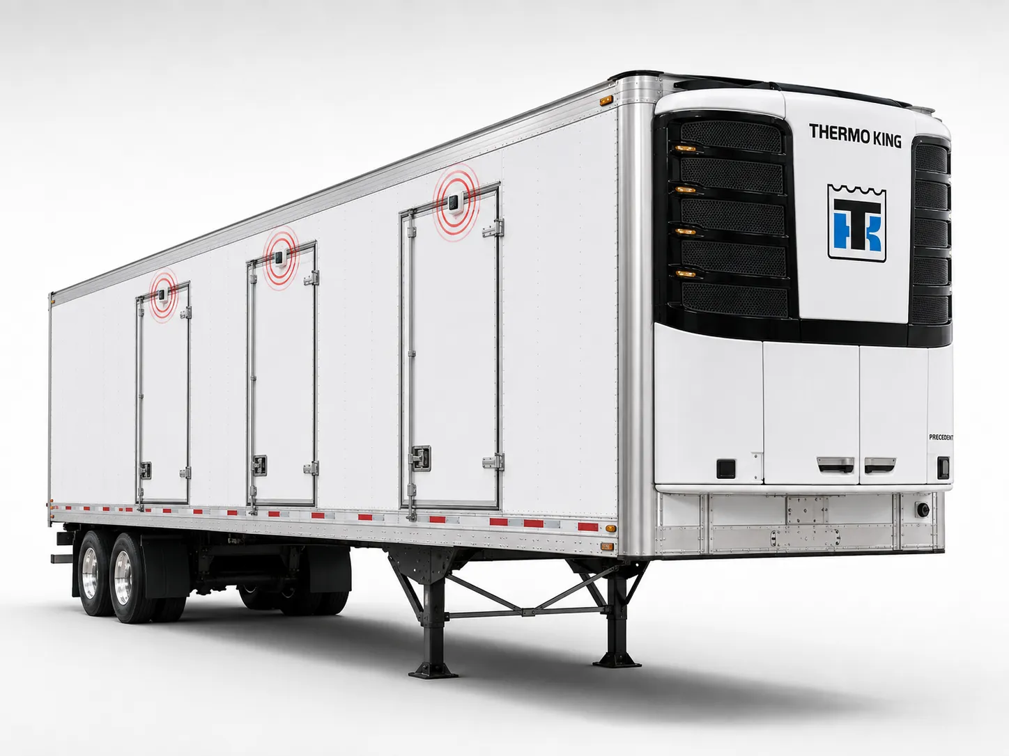 Thermo King refrigerated trailer showing wireless door-switch locations